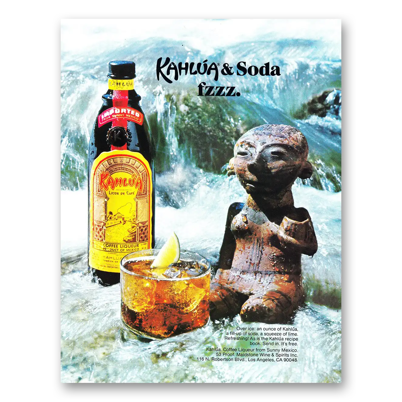 1980 Kahlua Kahlua & Soda Fzzz Vintage Magazine Print Ad