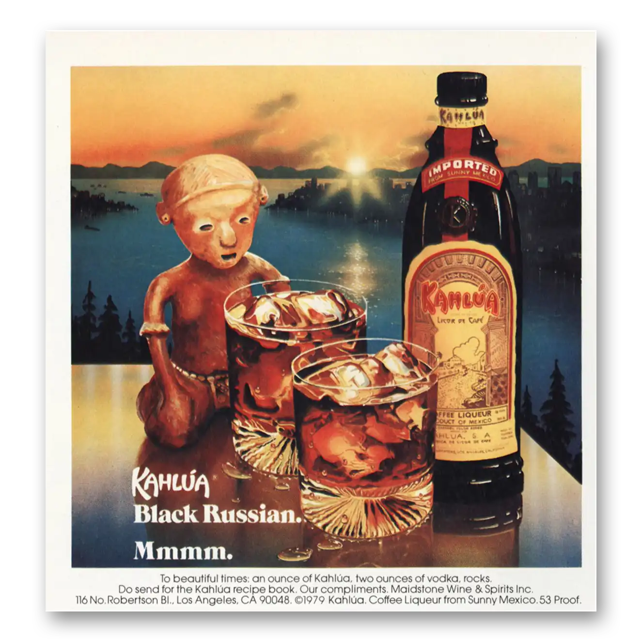 1980 Kahlua Black Russian Mmm Vintage Magazine Print Ad