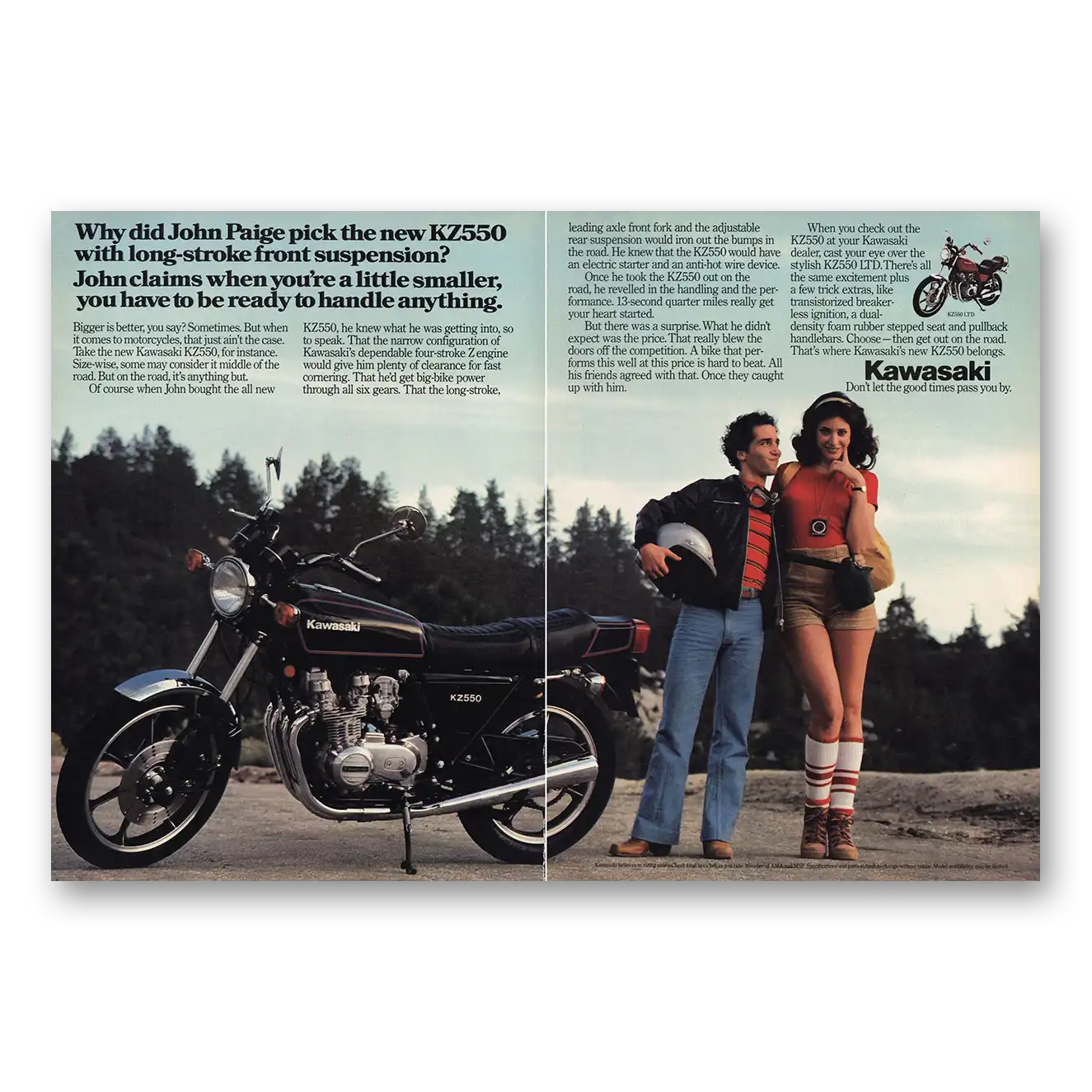 1980 Kawasaki Motorcycles KZ550 Motorcycle John Paige Vintage Magazine Print Ad