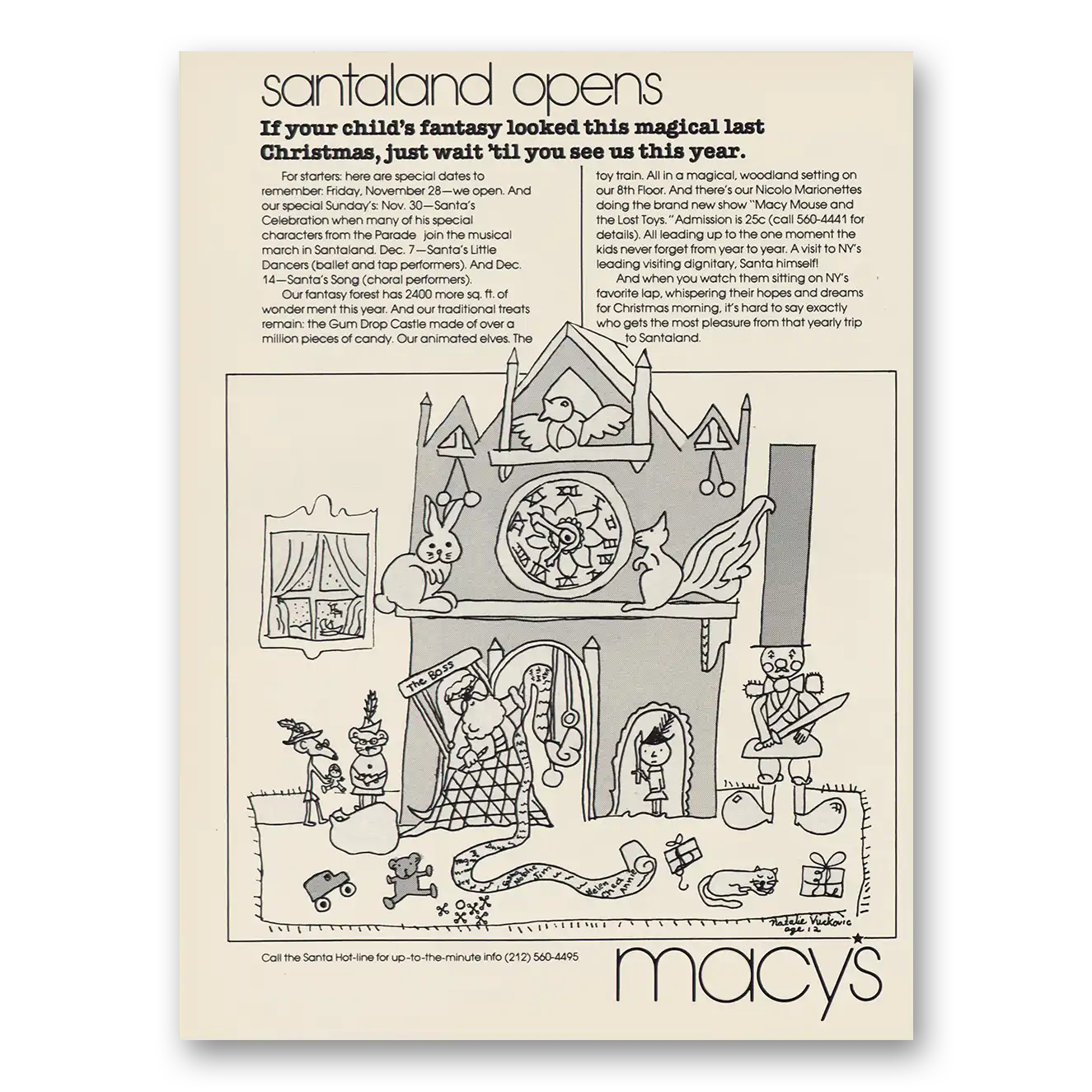 1980 Macys Santaland Opens Vintage Magazine Print Ad