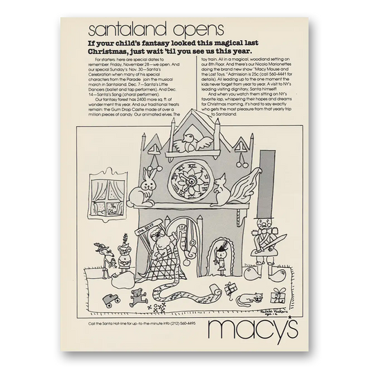 1980 Macys Santaland Opens Vintage Magazine Print Ad