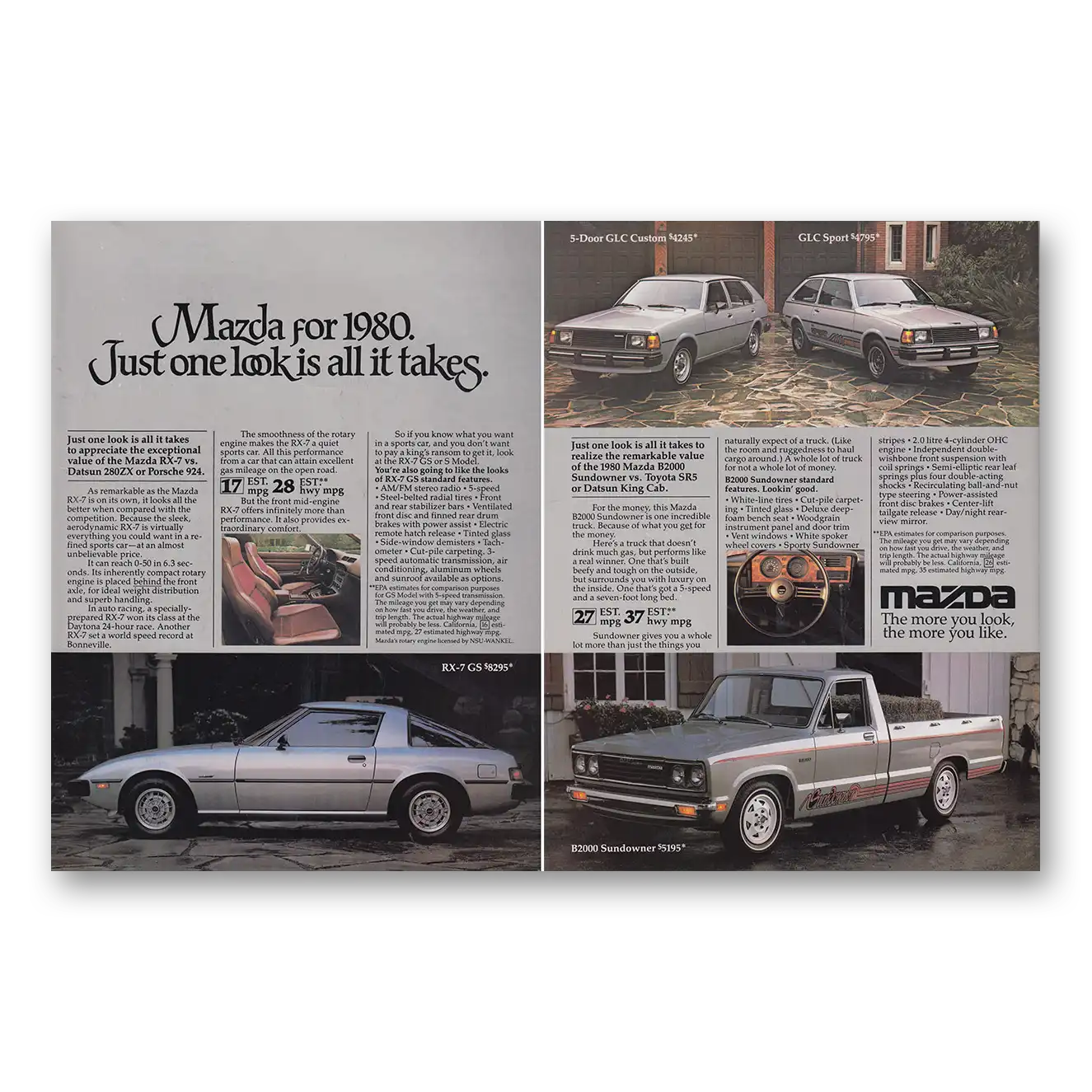 1980 Mazda Just One Look Is All It Takes Vintage Magazine Print Ad