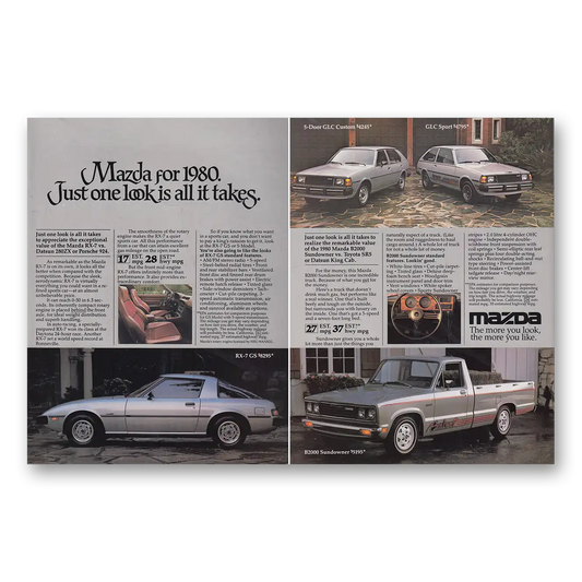 1980 Mazda Just One Look Is All It Takes Vintage Magazine Print Ad