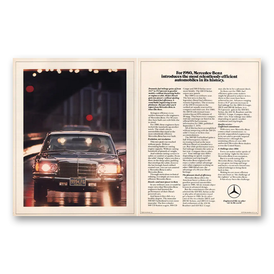 1980 Mercedes Benz 300 Most Relentlessly Efficient Automobiles Vintage Magazine Print Ad