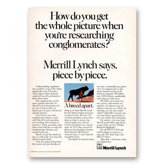 1980 Merrill Lynch Get the Whole Picture Vintage Magazine Print Ad