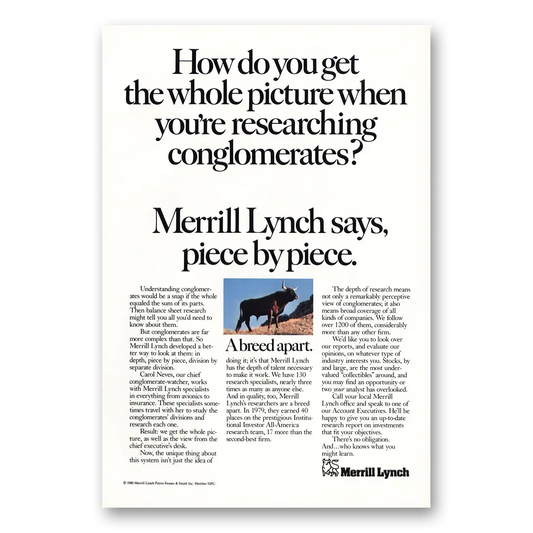 1980 Merrill Lynch Get the Whole Picture Vintage Magazine Print Ad