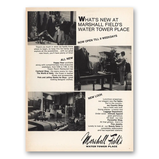 1980 Marshall Field Water Tower Place Whats New Vintage Magazine Print Ad