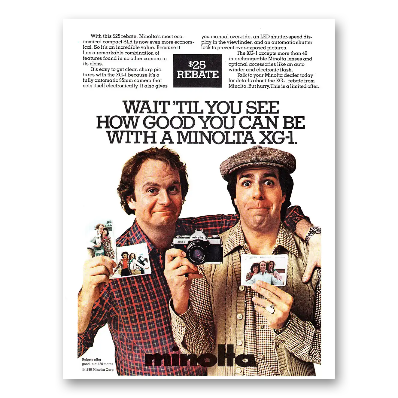 1980 Minolta Camera XG1 Wait Til You See Vintage Magazine Print Ad