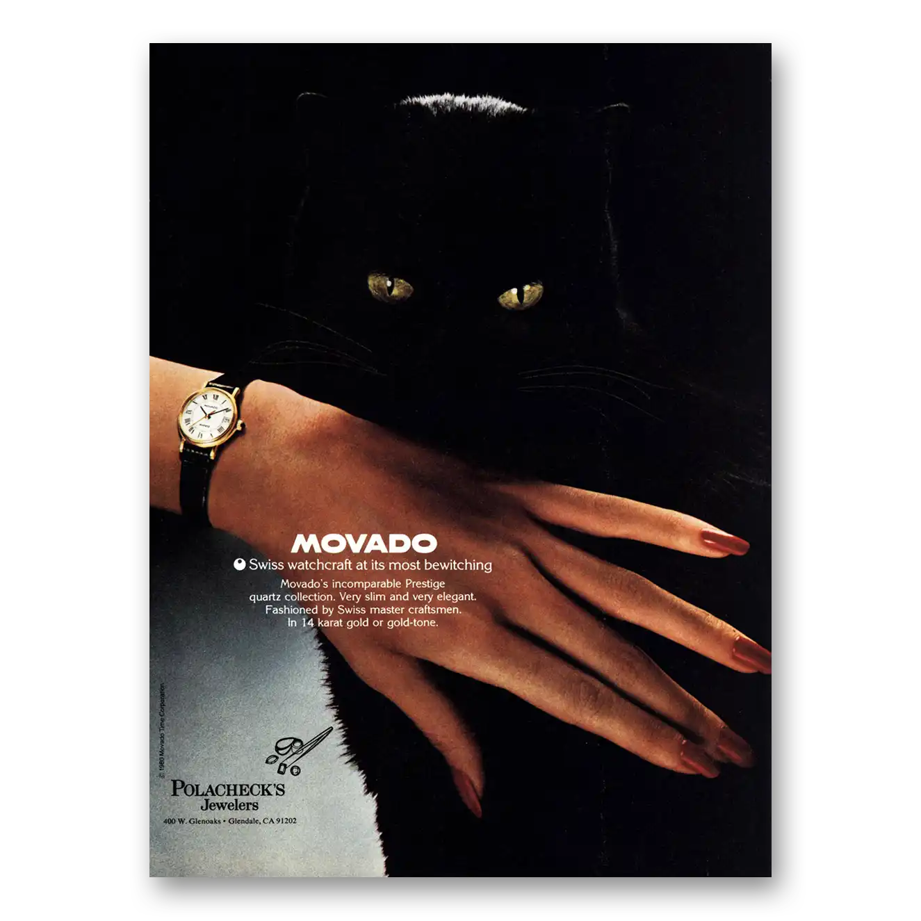 1980 Movado Watch Swiss Watchcraft Most Bewitching Vintage Magazine Print Ad