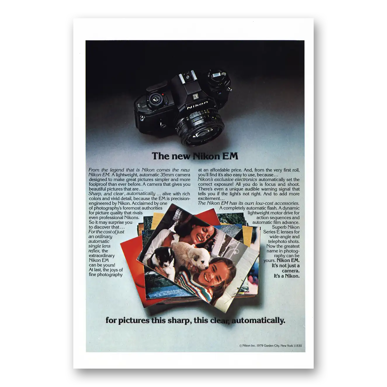 1980 Nikon Camera EM Camera From the Legend Vintage Magazine Print Ad