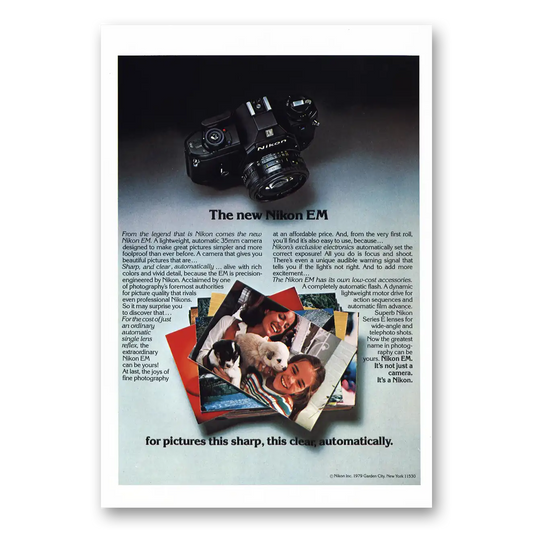 1980 Nikon Camera EM Camera From the Legend Vintage Magazine Print Ad