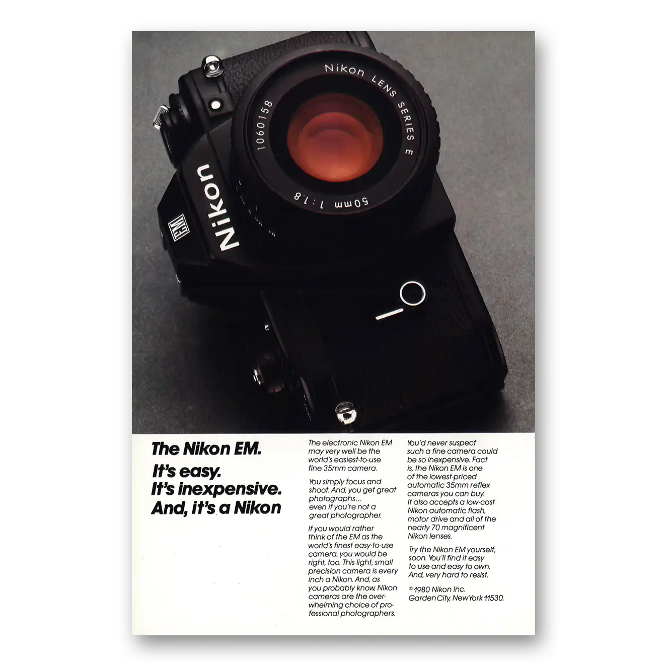 1980 Nikon Camera EM Camera Its Easy Its Inexpensive Vintage Magazine Print Ad