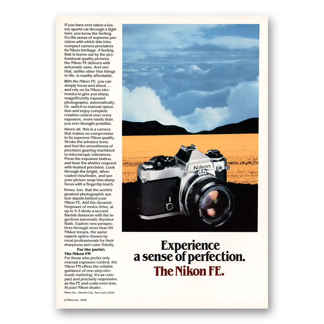 1980 Nikon Camera Sense of Perfection Vintage Magazine Print Ad