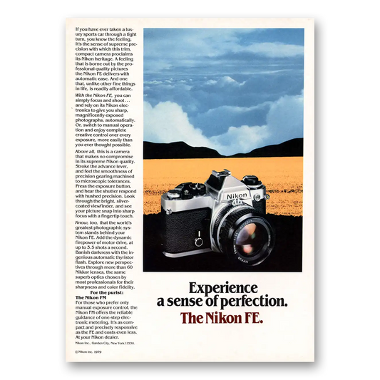 1980 Nikon Camera Sense of Perfection Vintage Magazine Print Ad