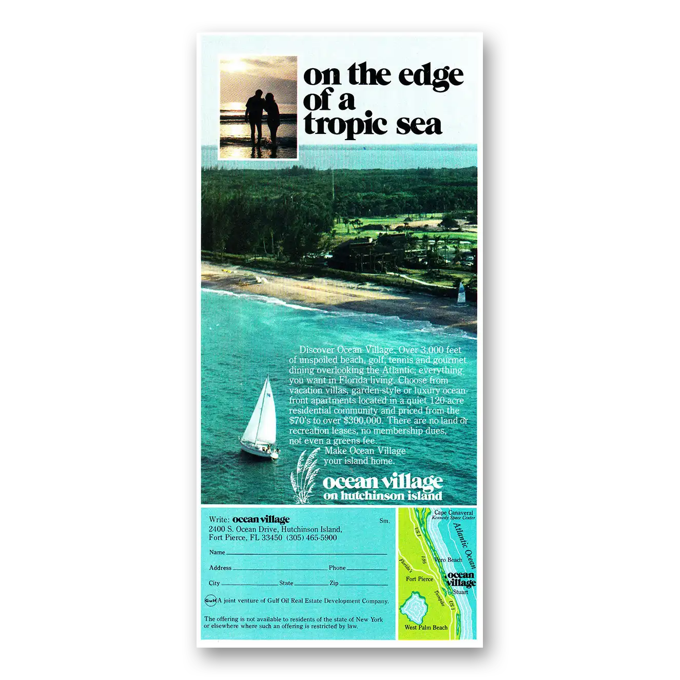 1980 Ocean Village Hutchinson Island On the Edge of Tropic Sea Vintage Magazine Print Ad