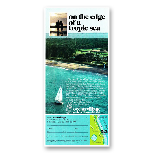 1980 Ocean Village Hutchinson Island On the Edge of Tropic Sea Vintage Magazine Print Ad