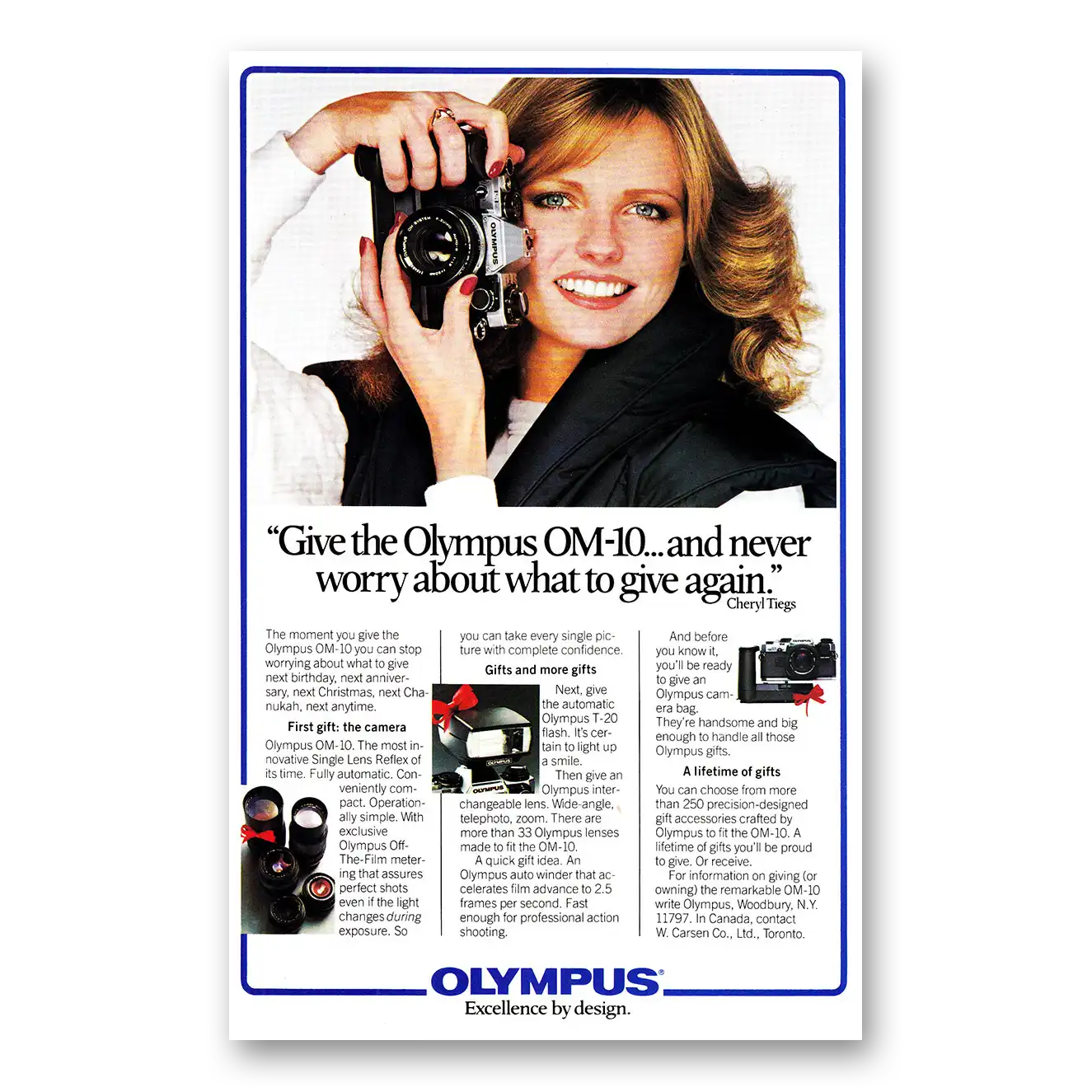 1980 Olympus Camera Never Worry About What To Give Vintage Magazine Print Ad