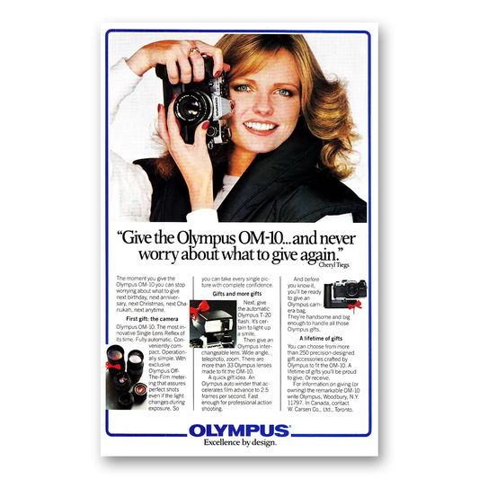 1980 Olympus Camera Never Worry About What To Give Vintage Magazine Print Ad