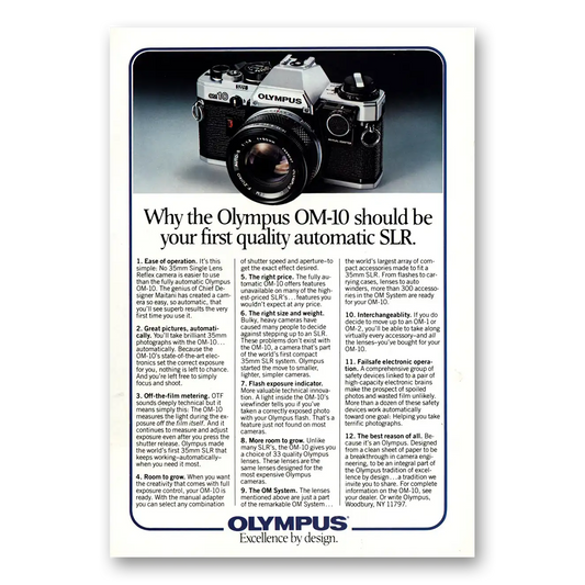 1980 Olympus Camera Should Be Your First Quality Automatic Vintage Magazine Print Ad