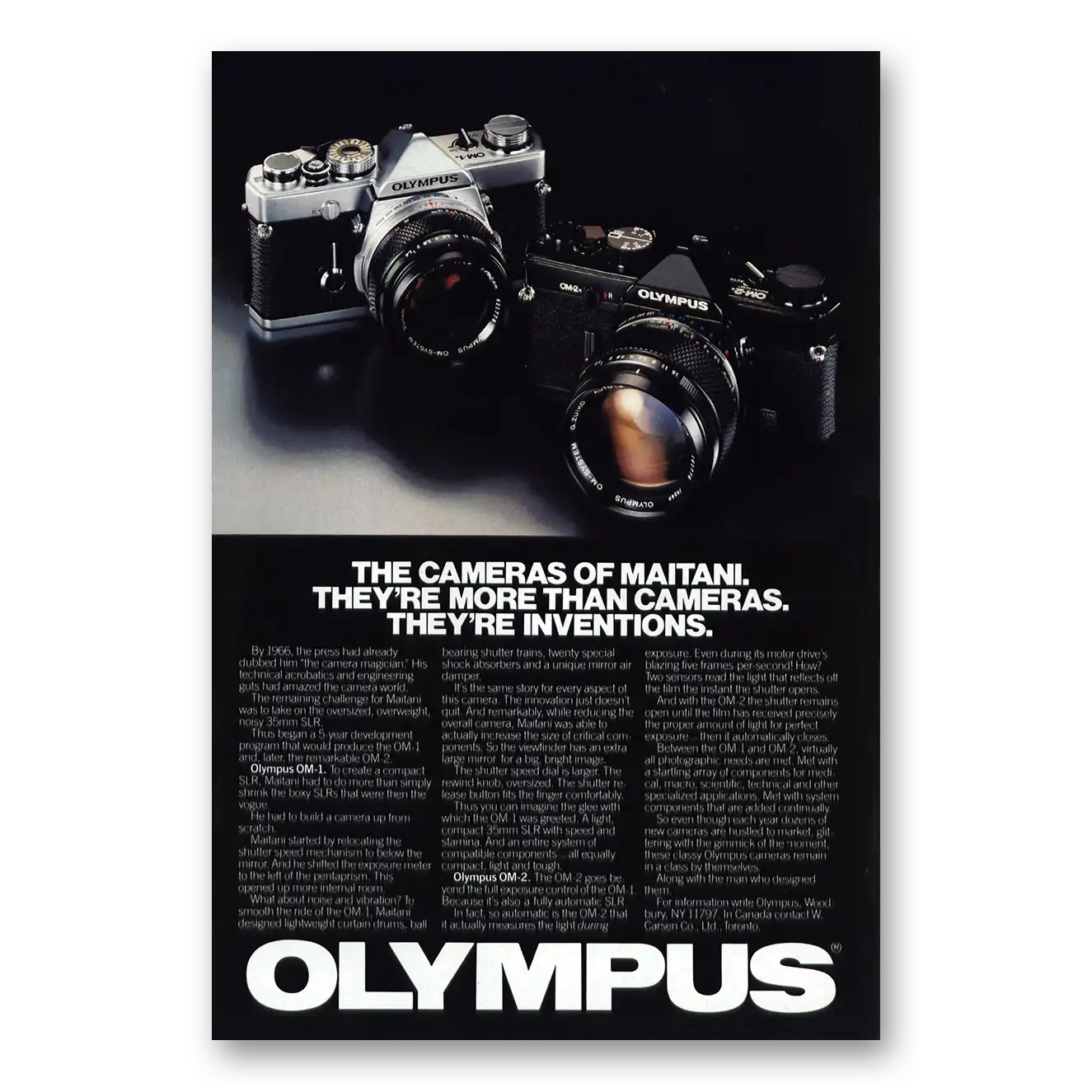 1980 Olympus Camera Cameras of Maitani Vintage Magazine Print Ad