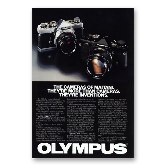 1980 Olympus Camera Cameras of Maitani Vintage Magazine Print Ad