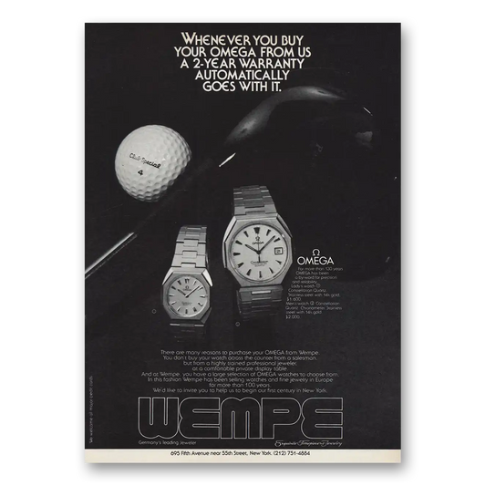 1980 Omega Watch 2 Year Warranty Vintage Magazine Print Ad