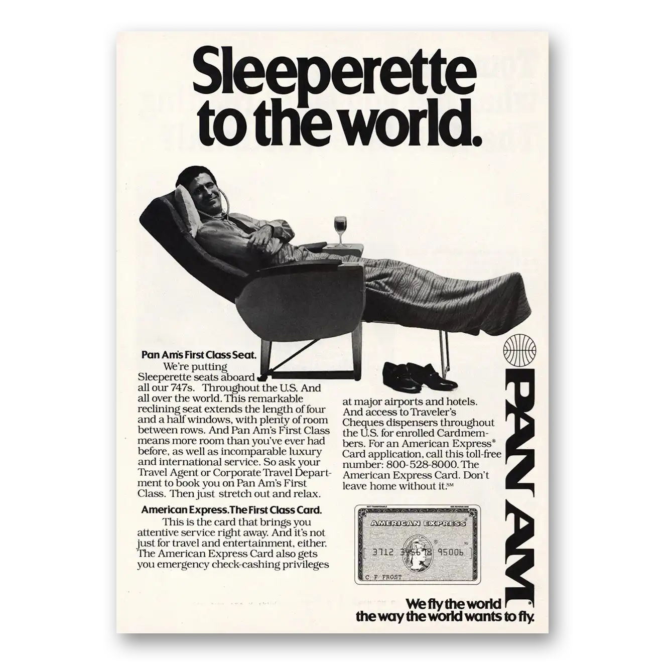 1980 Pan Am Sleeperette To the World Vintage Magazine Print Ad