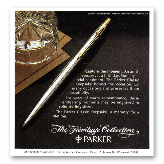 1980 Parker Pens Capture the Moment Heritage Collection Vintage Magazine Print Ad