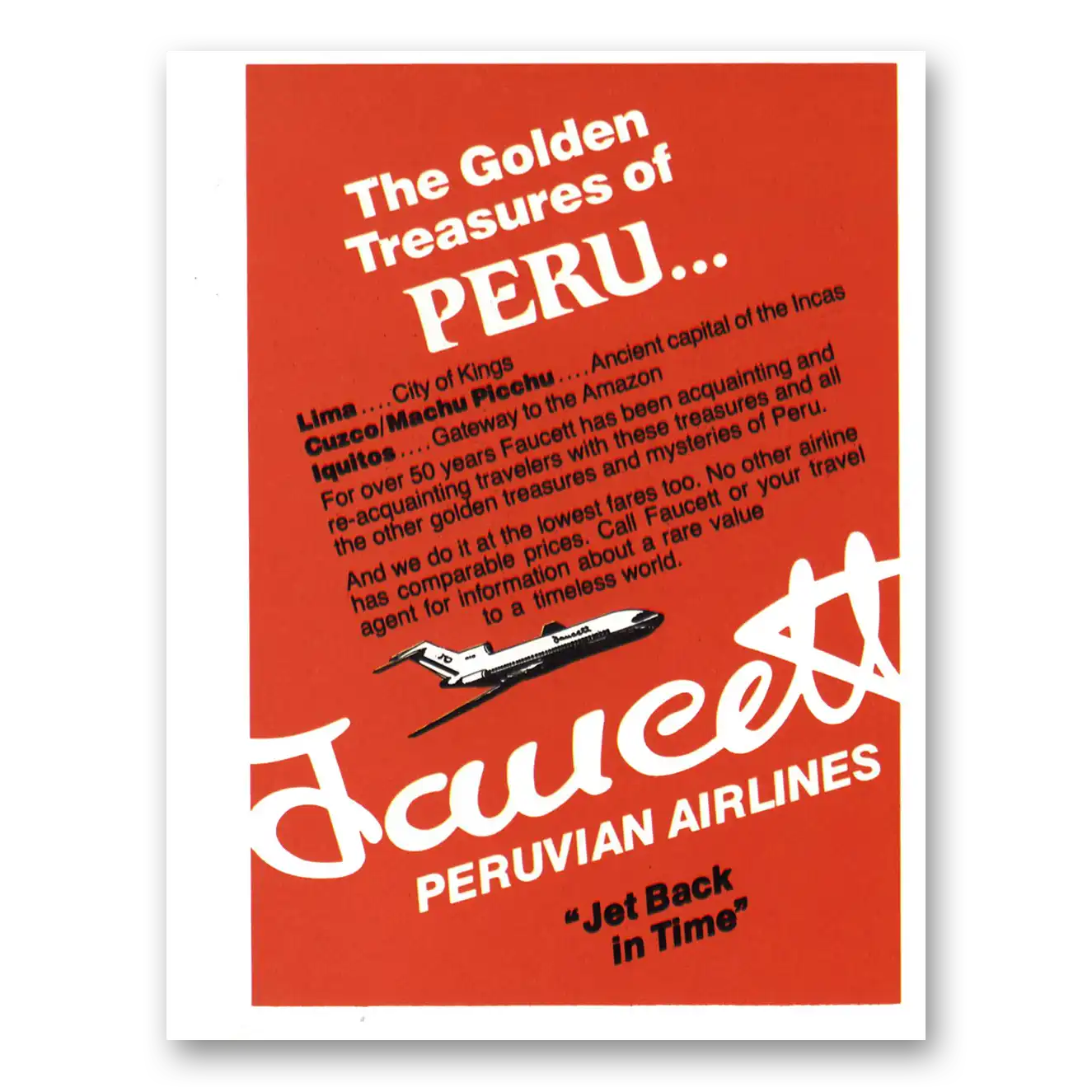 1980 Peruvian Airlines Golden Treasures of Peru Vintage Magazine Print Ad