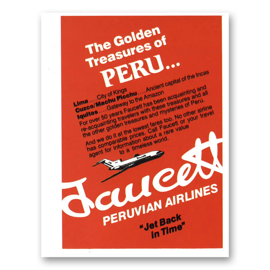 1980 Peruvian Airlines Golden Treasures of Peru Vintage Magazine Print Ad