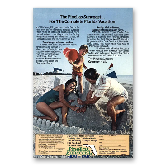 1980 Pinellas Florida Suncoast Complete Florida Vacation Vintage Magazine Print Ad