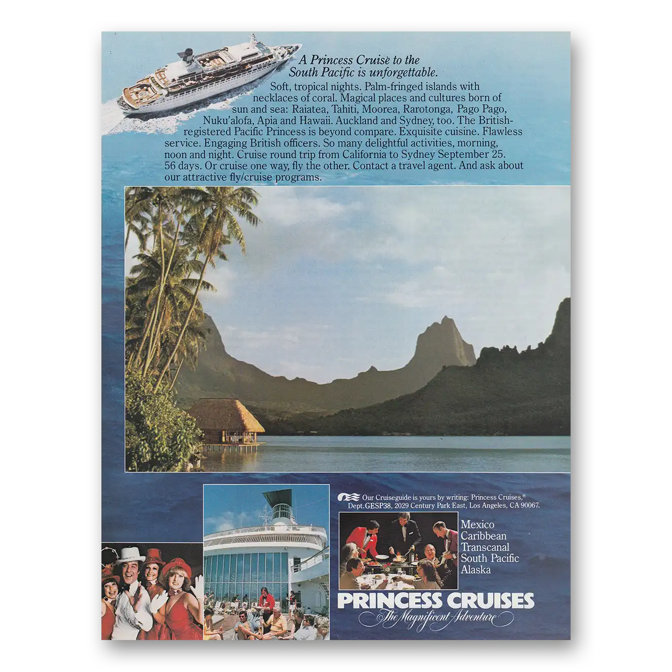 1980 Princess Cruises South Pacific Is Unforgettable Vintage Magazine Print Ad