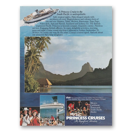 1980 Princess Cruises South Pacific Is Unforgettable Vintage Magazine Print Ad