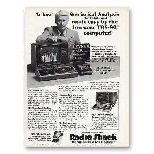 1980 Radio Shack TRS80 Computer Statistical Analysis Vintage Magazine Print Ad