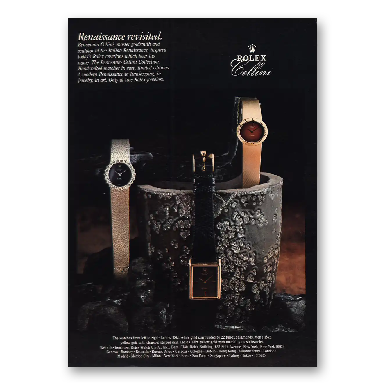 1980 Rolex Renaissance Revisited Vintage Magazine Print Ad