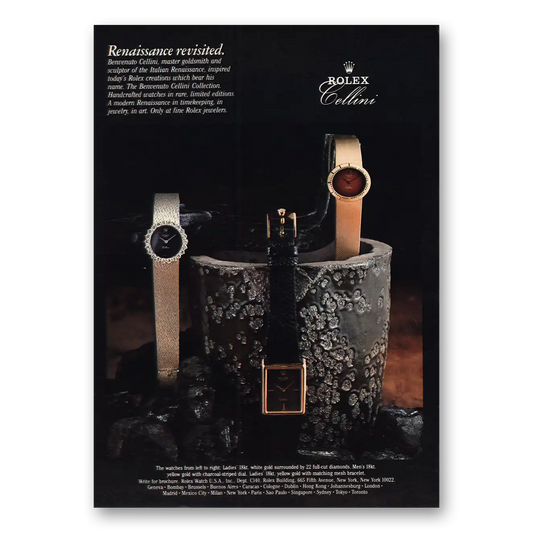 1980 Rolex Renaissance Revisited Vintage Magazine Print Ad