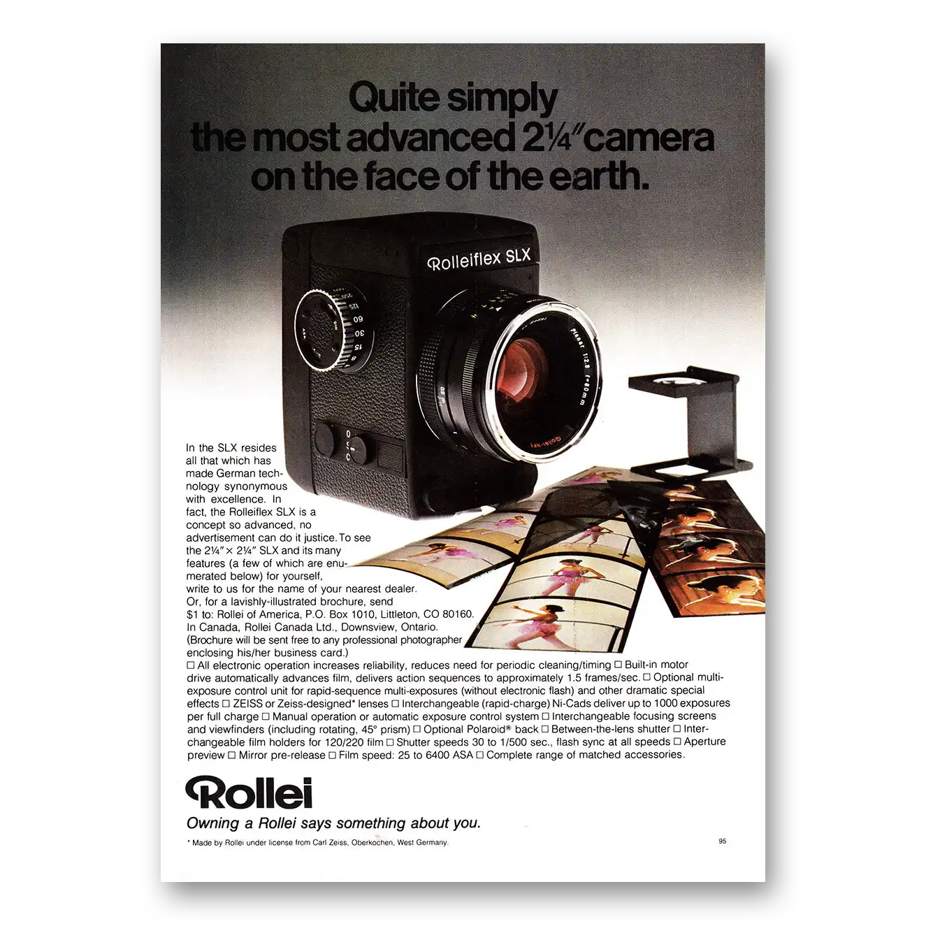 1980 Rolleiflex Camera Quite Simply the Most Advanced Vintage Magazine Print Ad