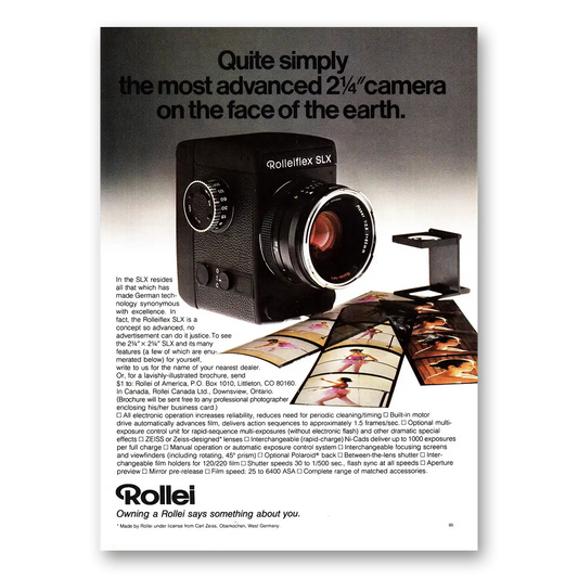 1980 Rolleiflex Camera Quite Simply the Most Advanced Vintage Magazine Print Ad