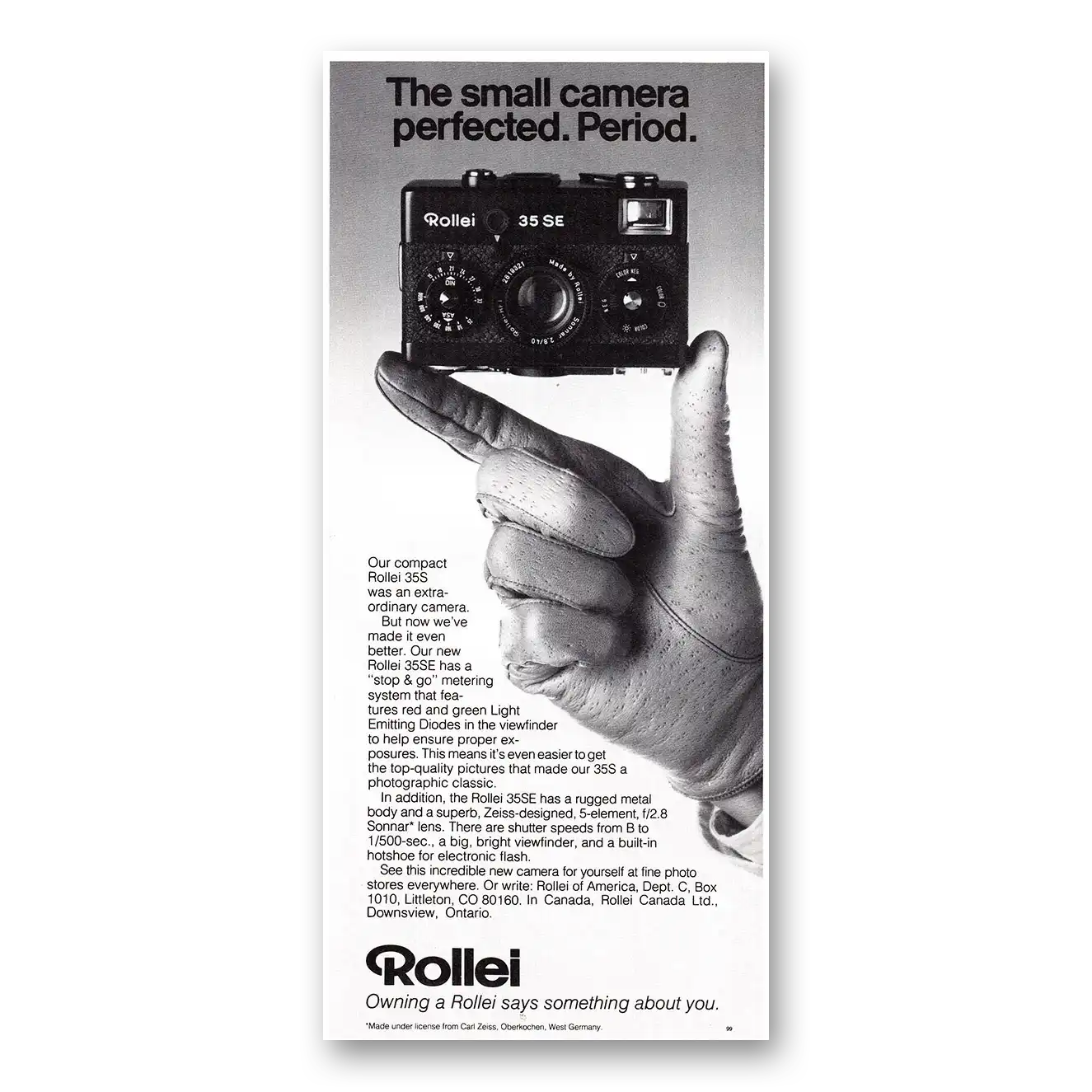 1980 Rollei Camera Small Camera Perfected Vintage Magazine Print Ad