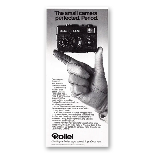 1980 Rollei Camera Small Camera Perfected Vintage Magazine Print Ad