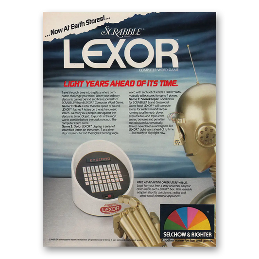 1980 Scrabble Lexor Light Years Ahead of Its Time Vintage Magazine Print Ad