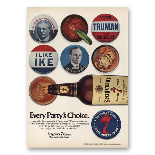 1980 Seagrams 7 Crown Whiskey Every Partys Choice Vintage Magazine Print Ad