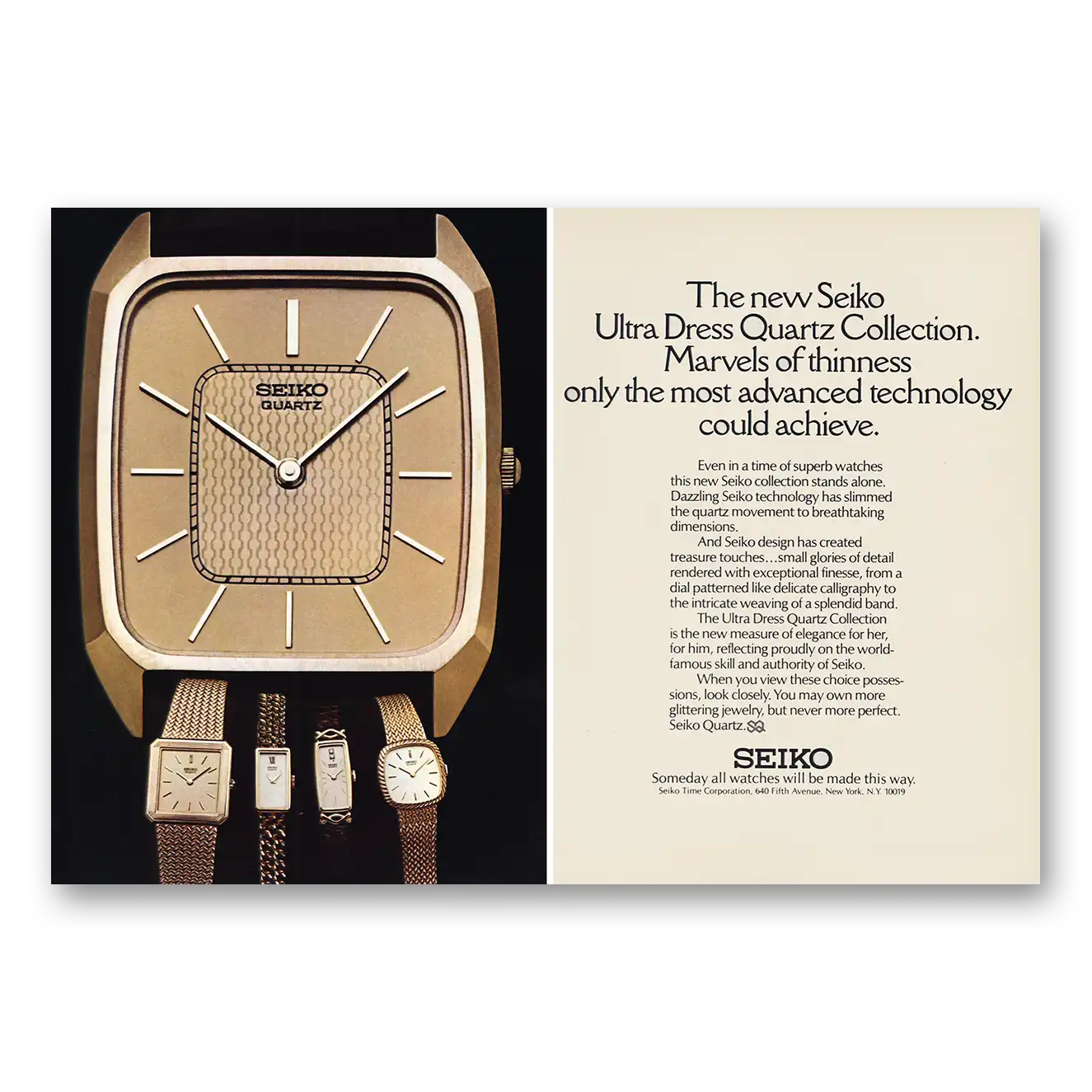 1980 Seiko Ultra Dress Quartz Collection Vintage Magazine Print Ad