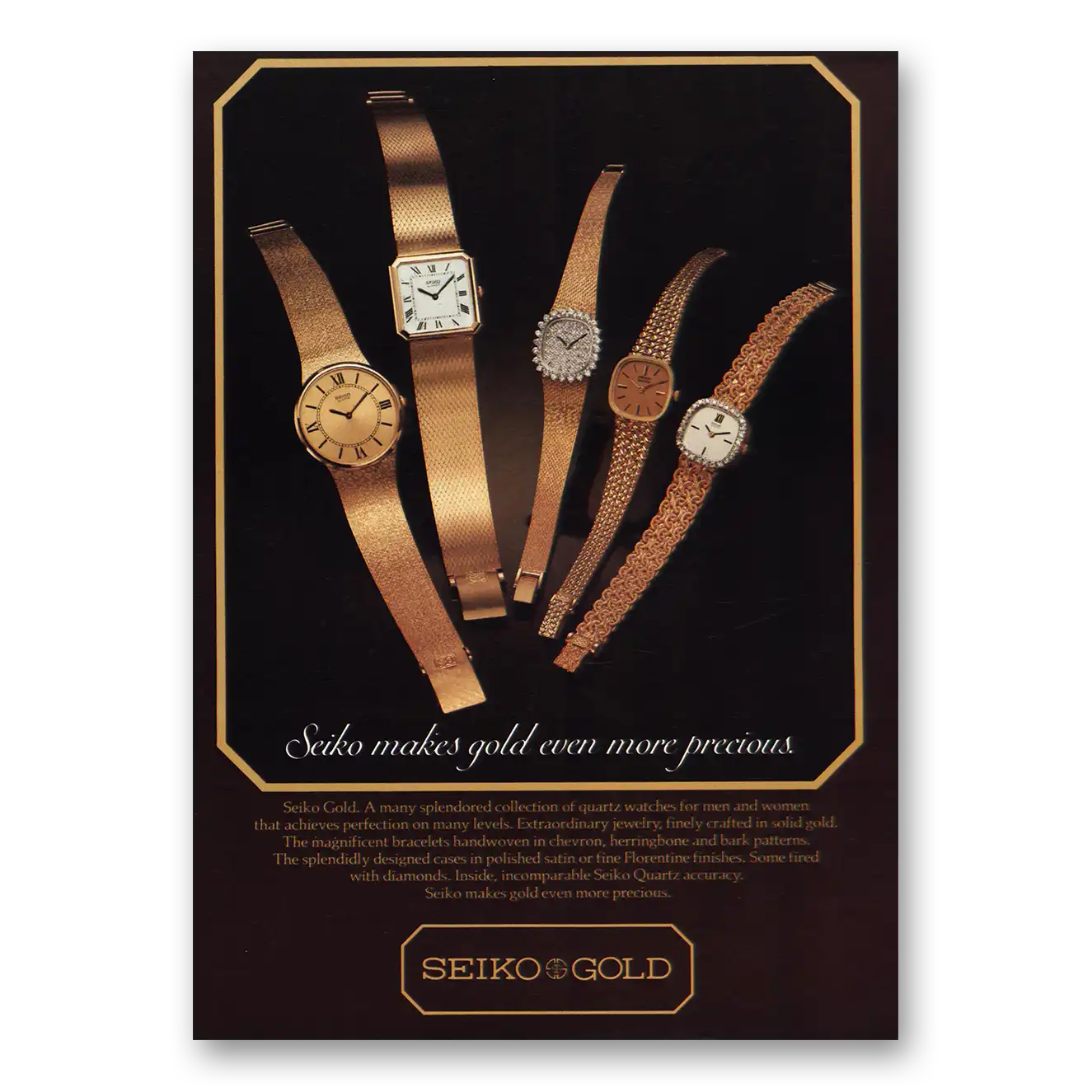 1980 Seiko Watches Gold Even More Precious Vintage Magazine Print Ad