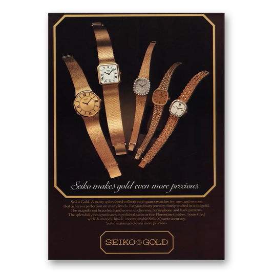 1980 Seiko Watches Gold Even More Precious Vintage Magazine Print Ad