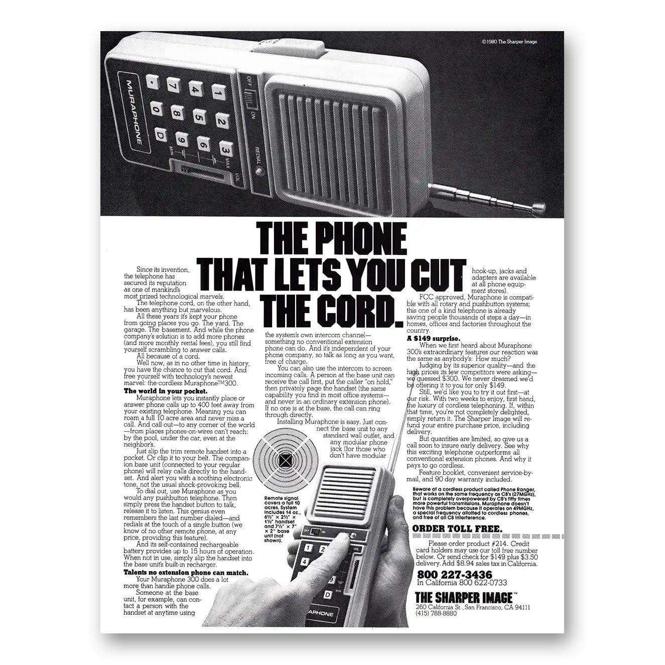 1980 Sharper Image Phone That Lets You Cut the Cord Vintage Magazine Print Ad