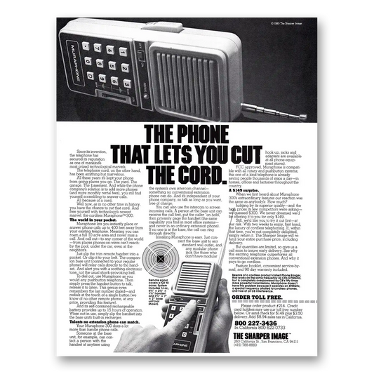 1980 Sharper Image Phone That Lets You Cut the Cord Vintage Magazine Print Ad