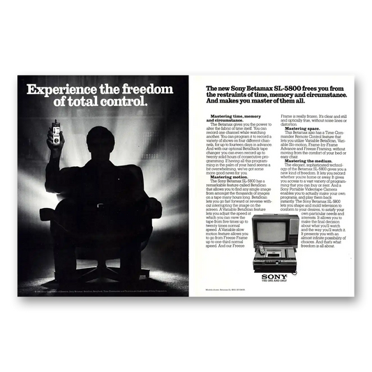 1980 Sony Betamax Freedom of Total Control Vintage Magazine Print Ad