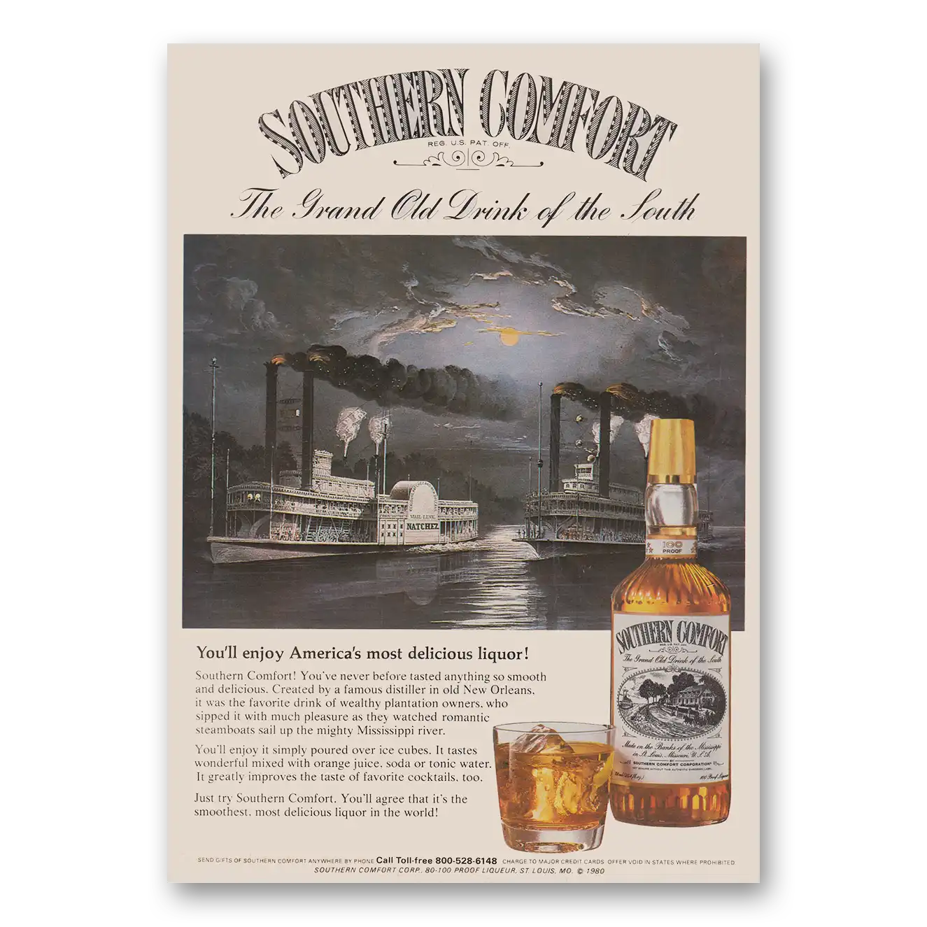 1980 Southern Comfort Grand Old Drink of the South Vintage Magazine Print Ad