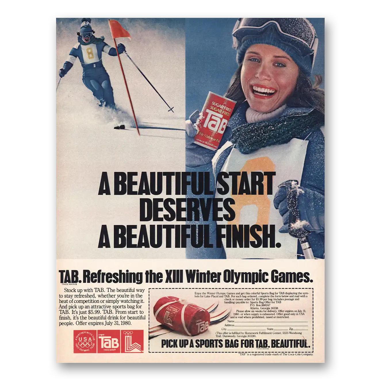 1980 Tab Beautiful Start Deserves Beautiful Finish Vintage Magazine Print Ad